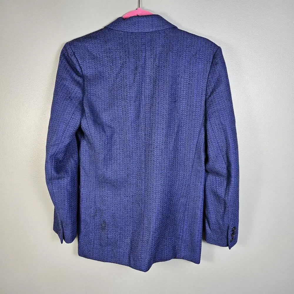 Vintage Spitalnick & Co. Blue Blazer One Button Green Accent Wool Blend Size‎ 4